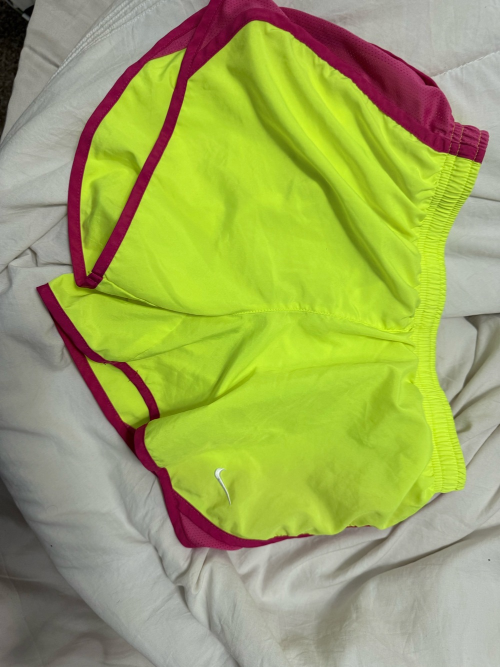 Nike Neon Yellow Running Skort with Pink Trim
